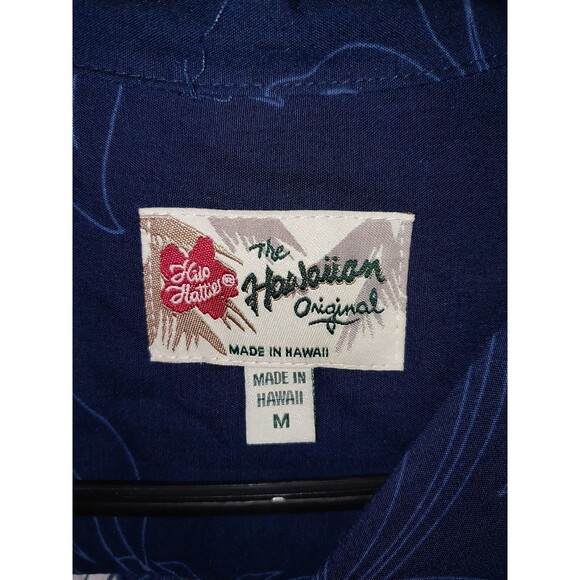 Hilo Hattie Hawaiian Shirt Mens Size M Blue Tropical Leaf Beach Summer Resort - Picture 4 of 6